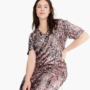 Universal Standard for J Crew Sequin V Neck Tshirt Dress, Size 2X
